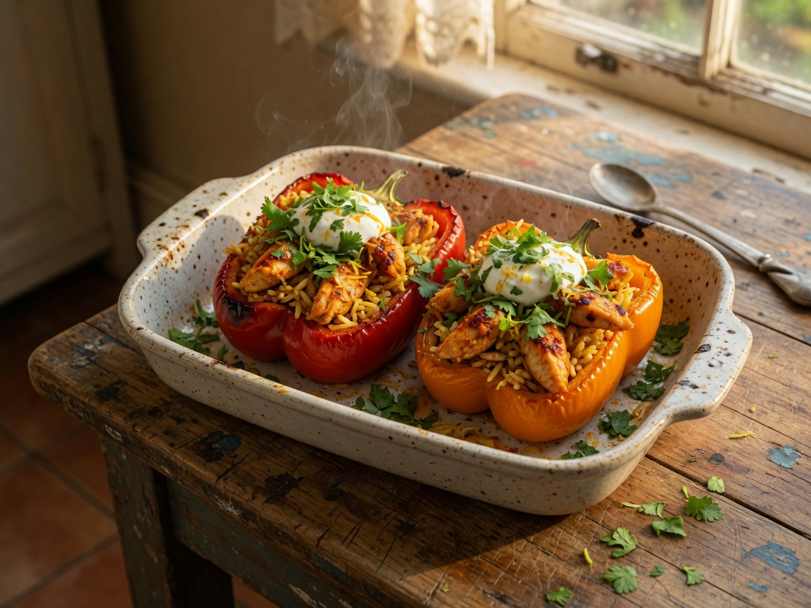 Gevulde paprika met kip peri-peri