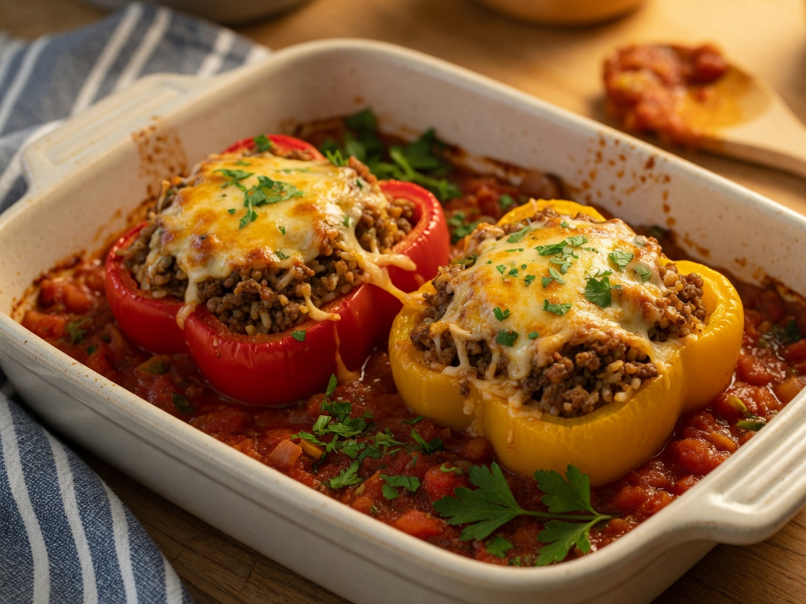 Klassieke gevulde paprika met gehakt